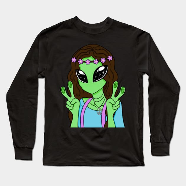 alien hippie Long Sleeve T-Shirt by Torribells Treasures